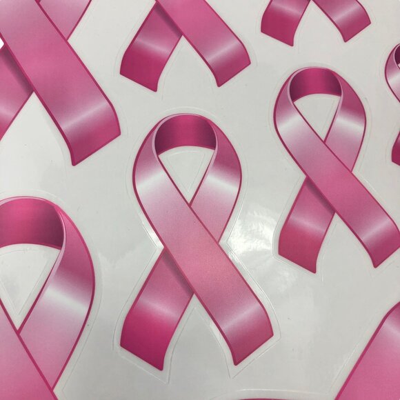 Breast Cancer Awareness Pink Ribbon Window Clings & Glitter Ribbon Visor - Picture 5 of 11